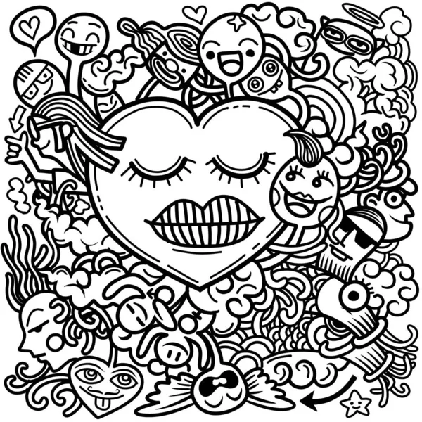 Hand Drawn Vector Illustration Doodle Valentine Doodle Hand Draw Love — ストックベクタ