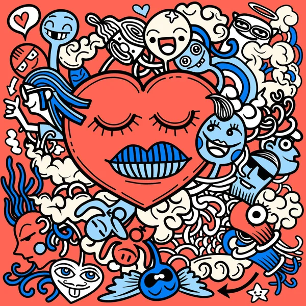 Hand Drawn Vector Illustration Doodle Valentine Doodle Hand Draw Love — 스톡 벡터