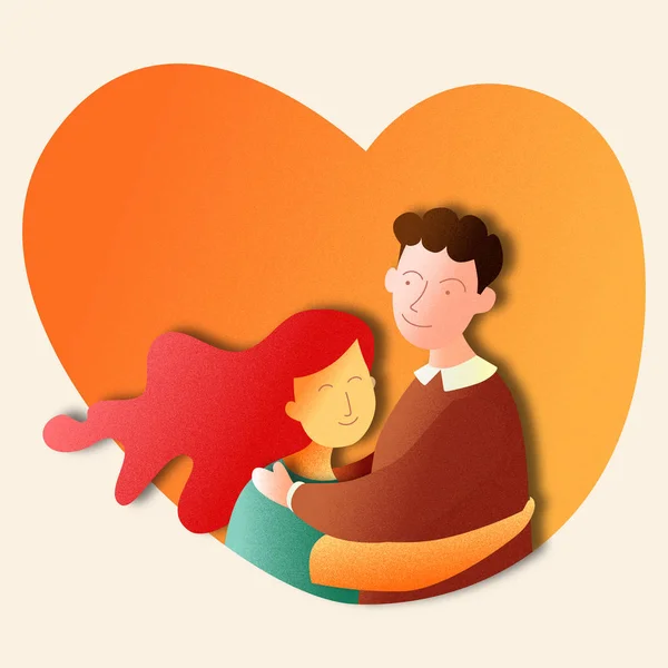 Romantisches Konzept. verliebtes Paar. zwei Liebende, die sich umarmen. Vektorkrank — Stockfoto