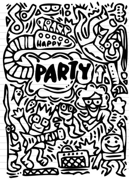 Dessiné à la main, ensemble doodle party. Icônes de croquis pour invitation, flyer — Image vectorielle