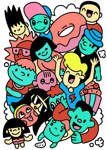 快乐儿童卡通涂鸦系列，手绘病媒图解 — 图库矢量图片