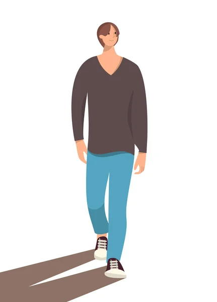 Relaxed casual man walking .Full body length portrait isolated — ストックベクタ