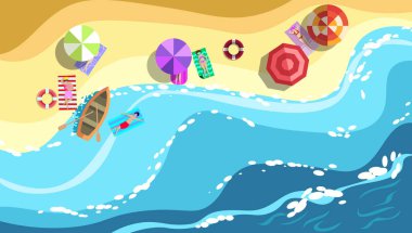 People sunbathing and relaxing on the beach while on holiday. To