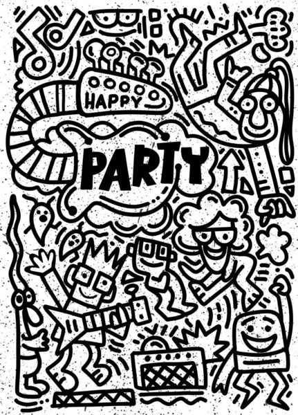 Hand getrokken doodle partij instellen. Schets iconen voor uitnodiging, flyer — Stockvector