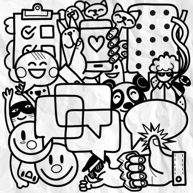 Elle çizilmiş iş fikri Icons set doodles. Vektör çizim