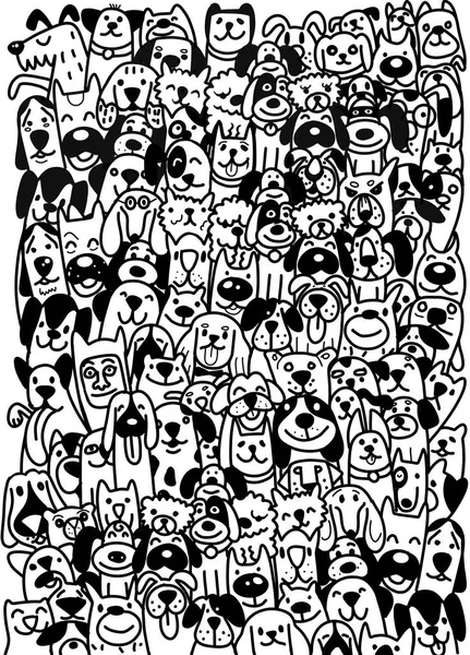 Des chiens mignons. Doodle style, Différent type de vecteur dessin animé chien fa — Image vectorielle