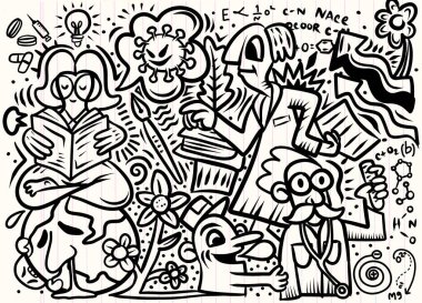 Corona virüsünün Doodle of Corona illüstrasyonu, Wuhan 'daki Corona virüsü, Basit Çin Corona virüsü taşıyıcısı