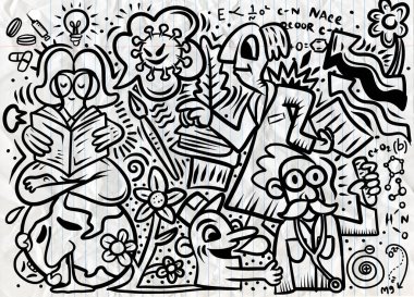 Corona virüsünün Doodle of Corona illüstrasyonu, Wuhan 'daki Corona virüsü, Basit Çin Corona virüsü taşıyıcısı