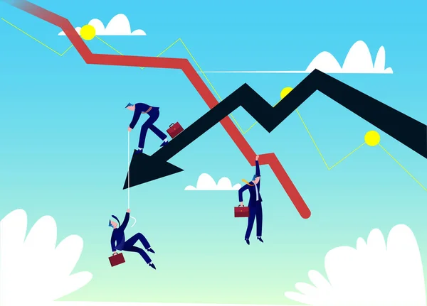 Business Concept Vector Illustration Chart Falling Businessman Falling Arrow Crisis — Stock Vector