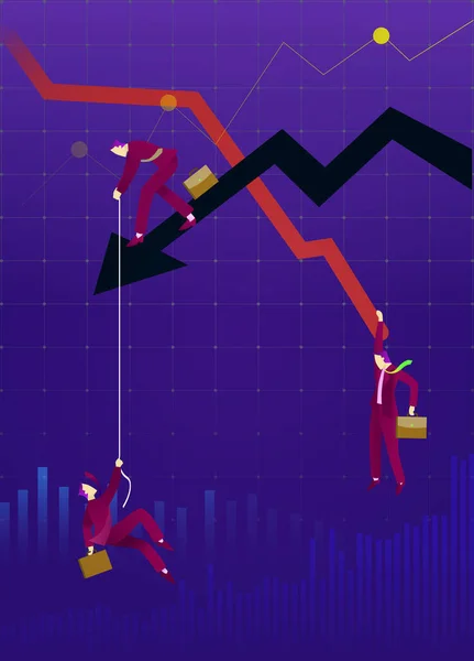 Illustrazione Vettoriale Del Concetto Business Grafico Caduta Uomo Affari Cadere — Vettoriale Stock