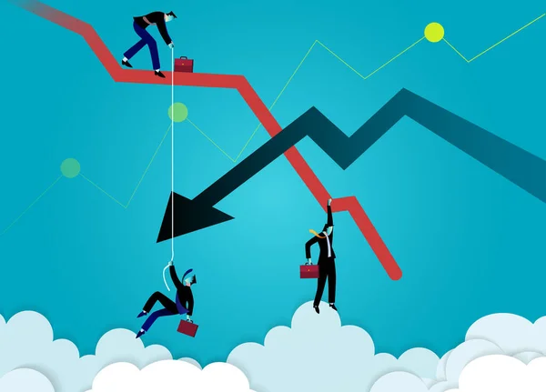 Geschäftskonzept Vektor Illustration Grafik Fallender Geschäftsmann Und Fallender Pfeil Krisengrafik — Stockvektor