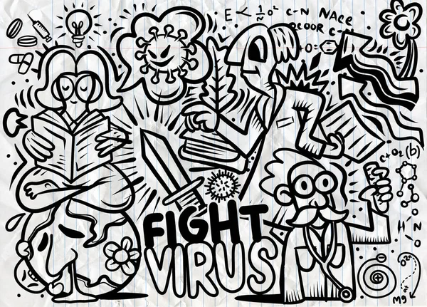 Hand Drawn Vector Illustration Doodle Corona Virus Corona Virus Wuhan - Stok Vektor