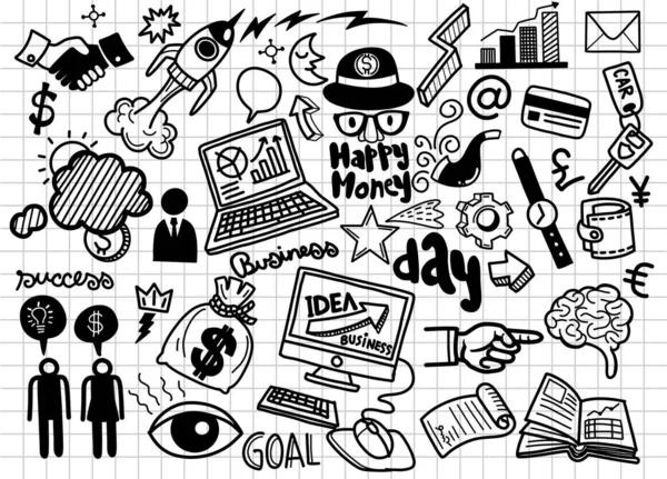 Handgetekend Zakelijke Achtergrond Business Idea Doodles Iconen Doodles Vector Illustratie — Stockvector