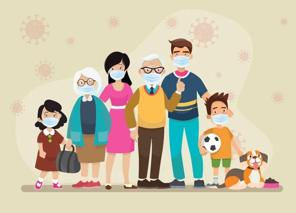 Big Family Schützt Ihre Kinder Und Sie Vor Dem Virus — Stockvektor