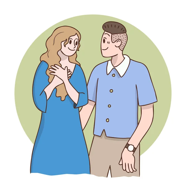 Couple Regarde Chaudement Style Dessiné Main Illustrations Design Minimes Doodle — Image vectorielle