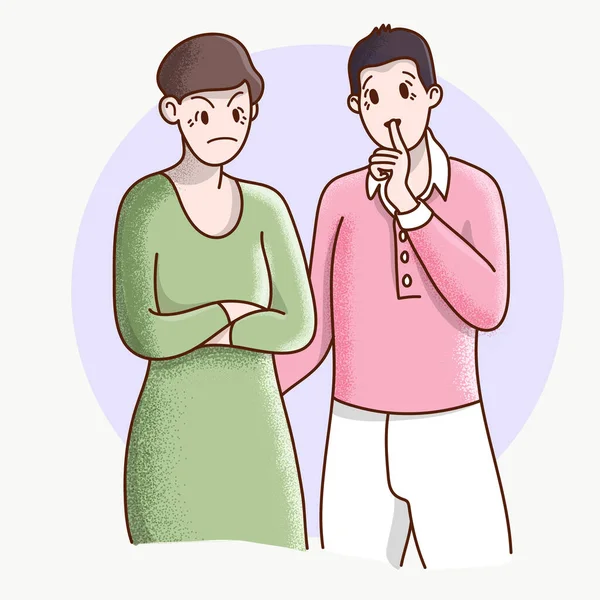 Pareja Con Signos Interrogación Ilustración Vectorial Hombre Dibujos Animados Mujer — Vector de stock