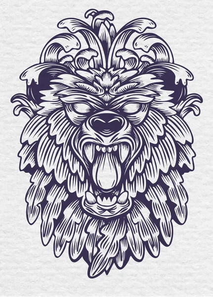 Hand Drawn Sketch Illustration Lion Head Adult Coloring Book Shirt — Stock Vector