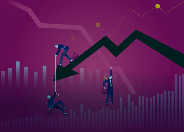 Geschäftskonzept Vektor Illustration Grafik Fallender Geschäftsmann Und Fallender Pfeil Krisengrafik — Stockvektor