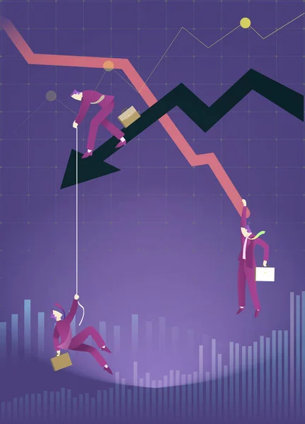 Geschäftskonzept Vektor Illustration Grafik Fallender Geschäftsmann Und Fallender Pfeil Krisengrafik — Stockvektor