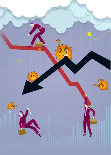 Mercati Azionari Cadono Dalla Paura Del Virus Covid Prezzi Degli — Vettoriale Stock