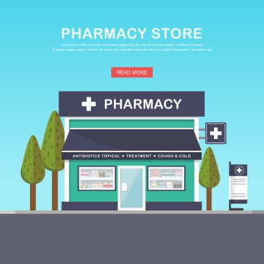 Cephe eczane kentsel mekan, uyuşturucu ve pil satışı