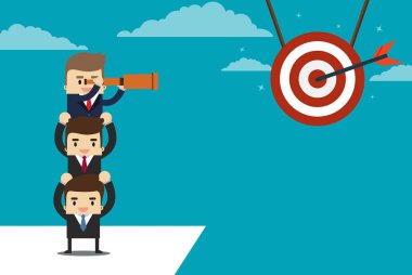 Liderlik işadamı takım çalışması. Kavram iş illüstrasyon