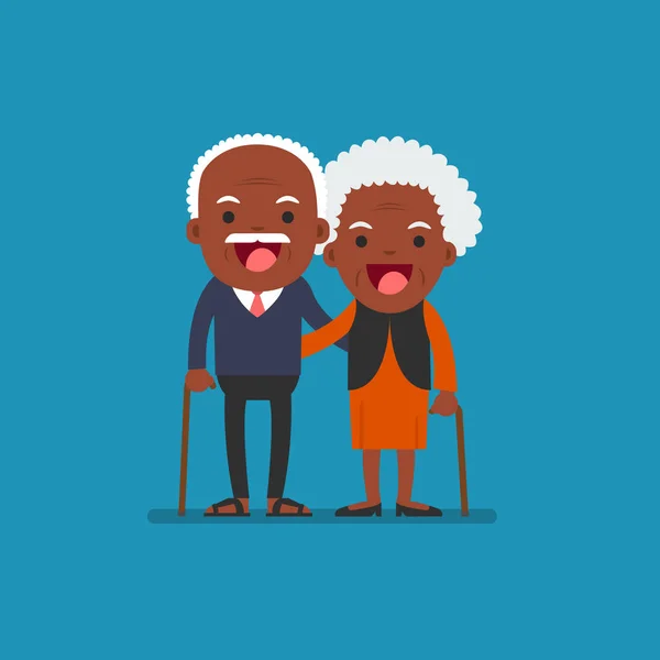 アフリカ系アメリカ人の人々 - 退職させた高齢者シニア年齢カップル. — ストックベクタ
