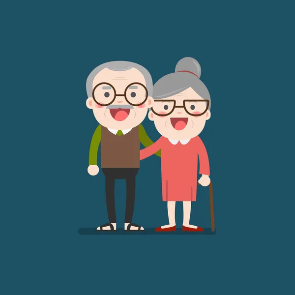 Jubilados de edad avanzada pareja jubilada en vector plano creativo . — Archivo Imágenes Vectoriales