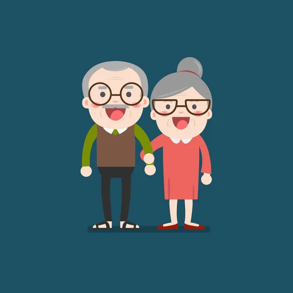 Pensionerad äldre senior ålder par i kreativa platt vektor. — Stock vektor