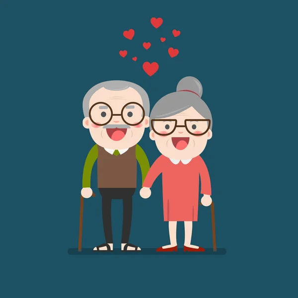 Jubilados de edad avanzada pareja jubilada en vector plano creativo . — Vector de stock