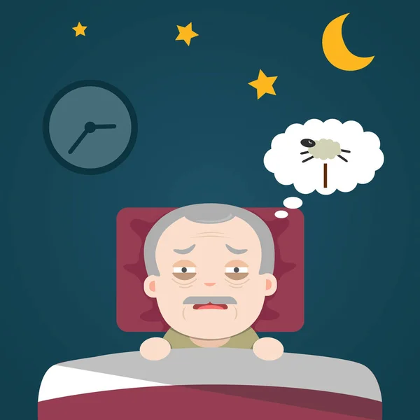 Senior sömnlöshet, sömnlöshet — Stock vektor