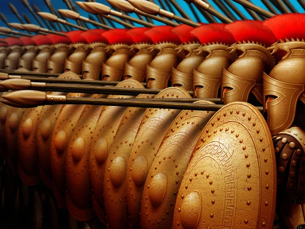 Savaşçılar bir falanks savaş için kurulan