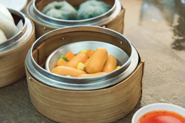 yumcha, dim sum in bamboe stoomboot, chinese keuken