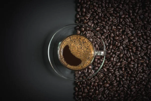 Espresso bir cam ahşap tablo
