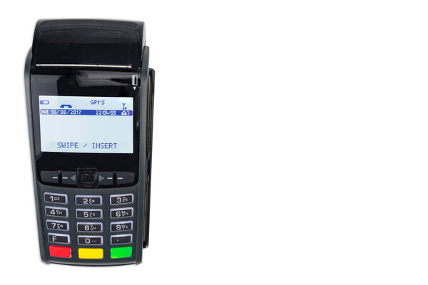 Payment terminal isolated on white