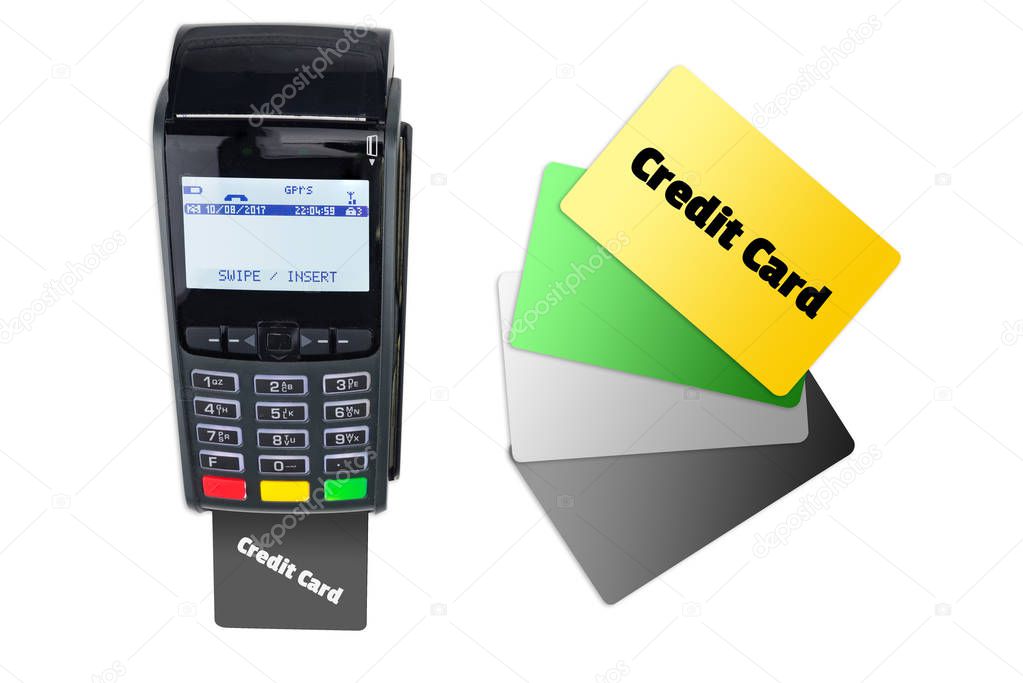 Payment terminal isolated on white