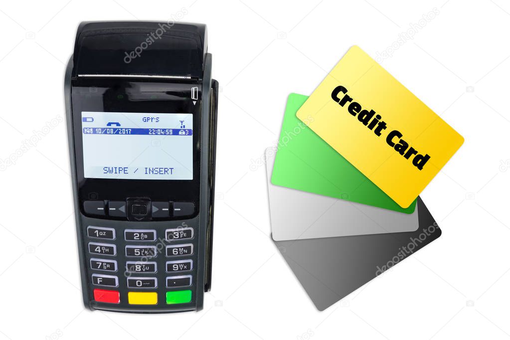 Payment terminal isolated on white