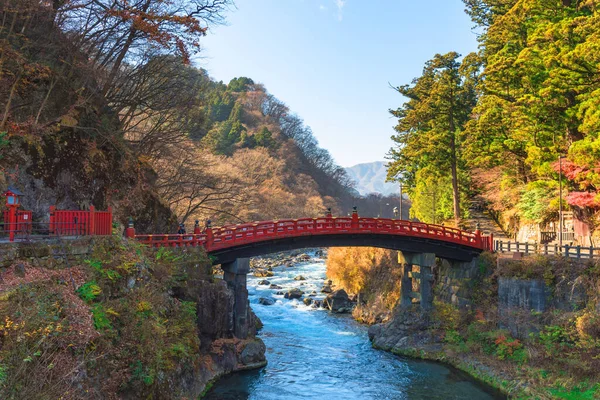 Šinkyo Most Během Podzimu Nikko Tochigi Japonsko Stock Snímky