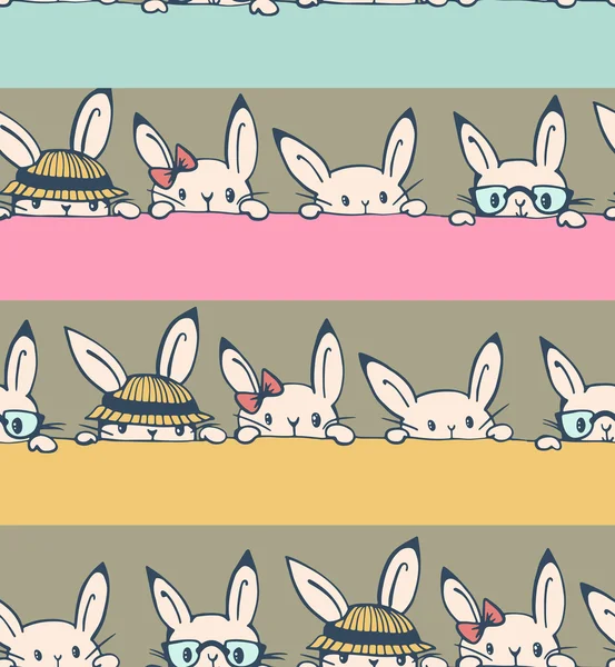 Бесшовный рисунок с забавными кроликами — стоковый вектор