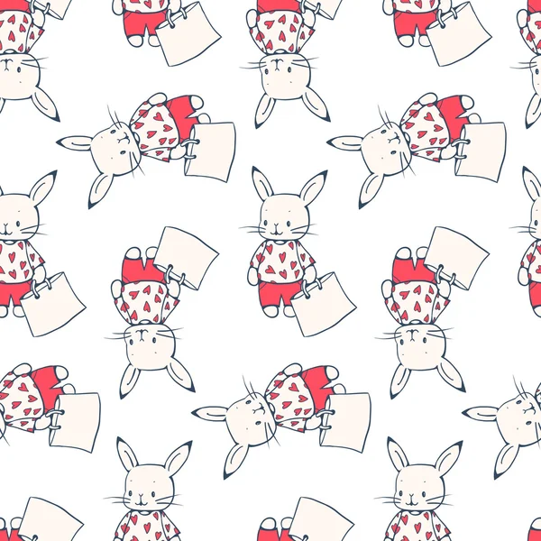 Patroon met grappige cartoon Bunnies — Stockvector