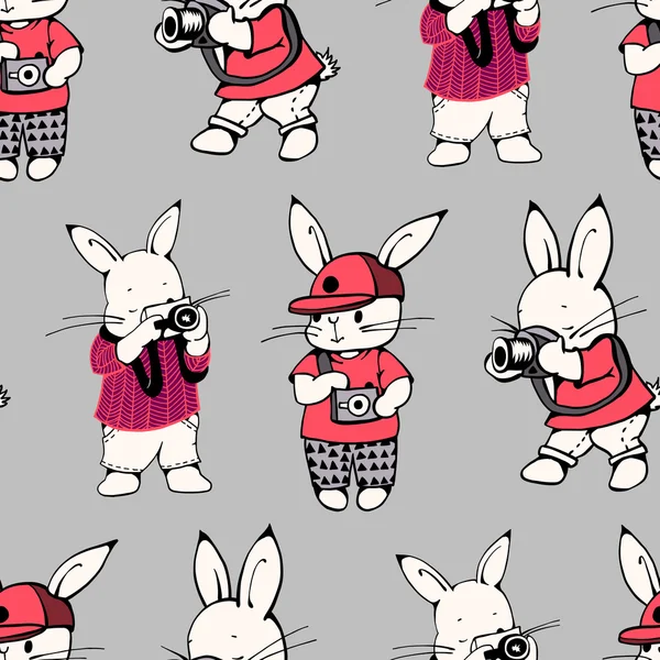 Patroon met grappige cartoon Bunnies — Stockvector