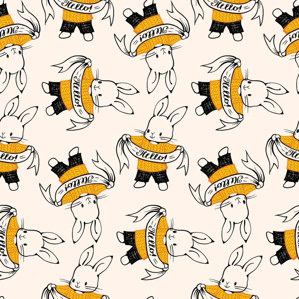 Patroon met grappige cartoon Bunnies — Stockvector