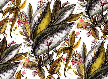 yaprak ve çiçek desenle ile