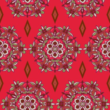 geometrik ve bitkisel süsleme ile desen