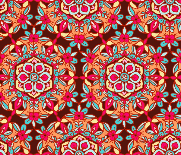 Patroon met geometrische en florale sieraad — Stockvector