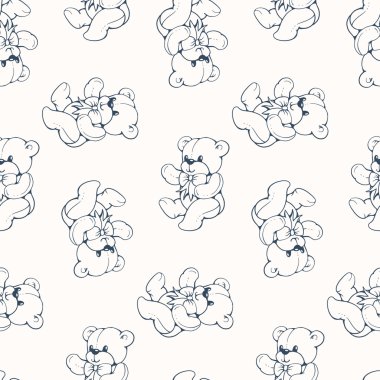 Komik karikatür ayılar ile seamless modeli siyah beyaz