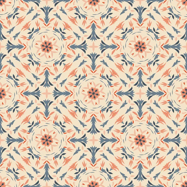 Donker naadloze patroon met geometrische en florale sieraad — Stockvector