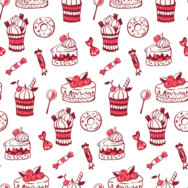 Seamless pattern with sweet dessert — Stock Vector
