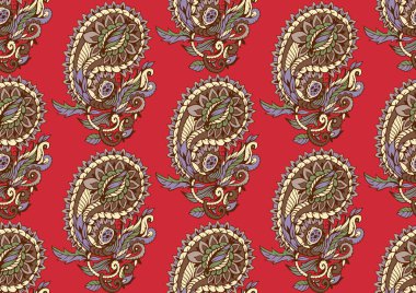 Çok renkli Paisley desenli kusursuz desen