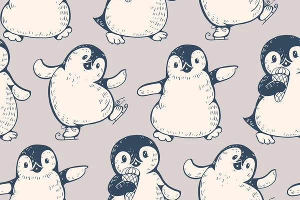 Безшовний візерунок з милими пінгвінами — стоковий вектор